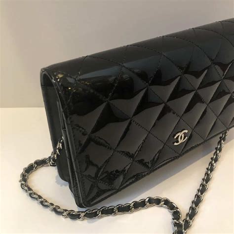 chanel black patent wallet on chain|chanel wallet on chain price.